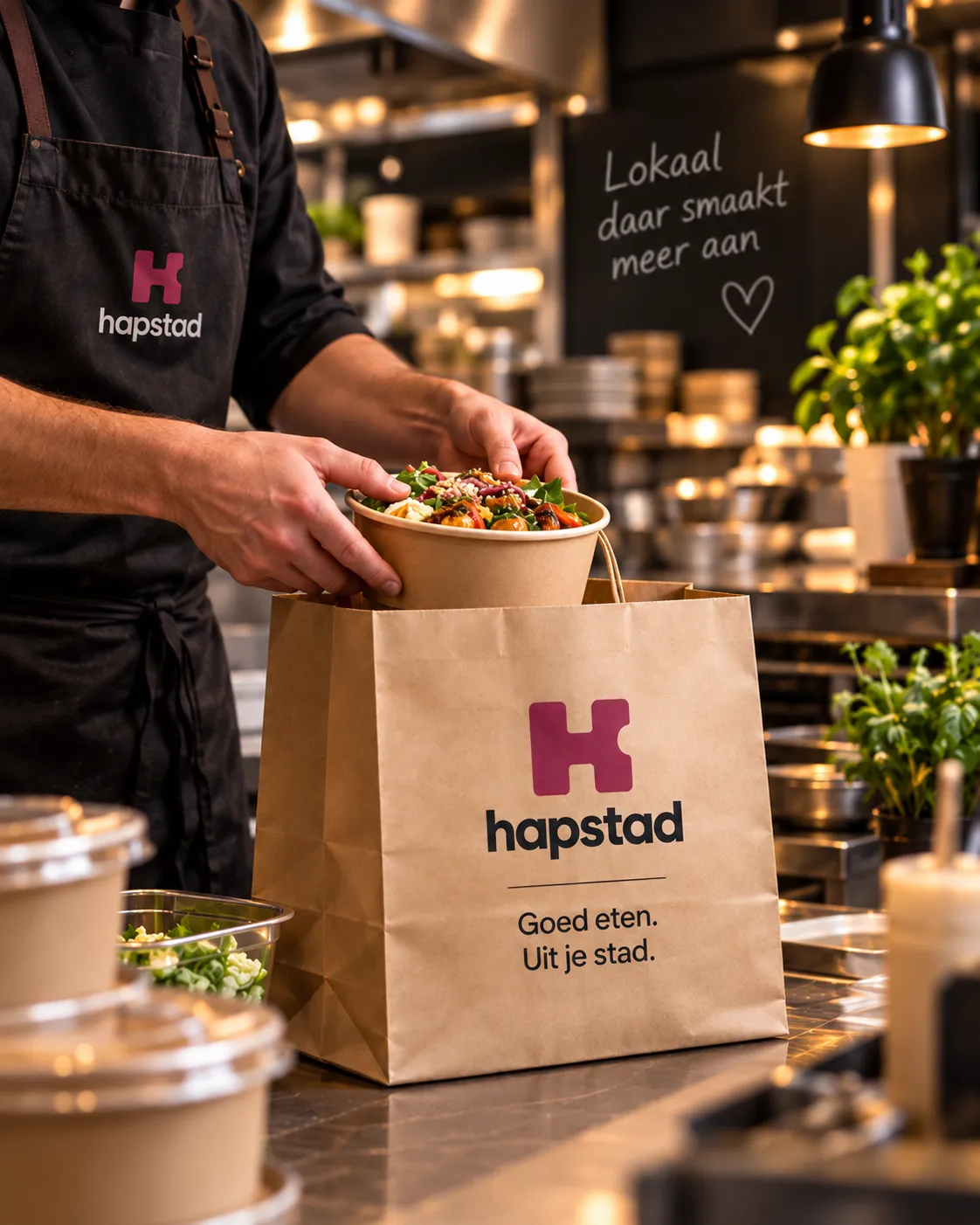 Een bestelling wordt klaargemaakt in een lokaal restaurant